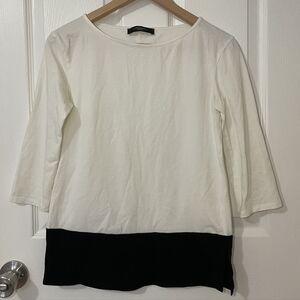 MaxMara White and Black Long Sleeve Top Size S